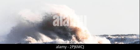 Each autumn, strong winds blow across Lake Erie whipping up large explosive waves and large swells. Stock Photo