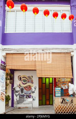 Georgetown, Penang, Malaysia - September 01, 2014: Chinese house at Lebuh Armenia, one of the main streets in historical Georgetown, Penang, Malaysia Stock Photo