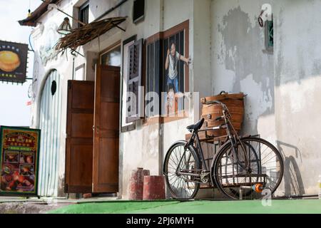 Georgetown, Penang, Malaysia - September 03, 2014: Chinese house at Lebuh Armenia, one of the main streets in historical Georgetown, Penang, Malaysia Stock Photo