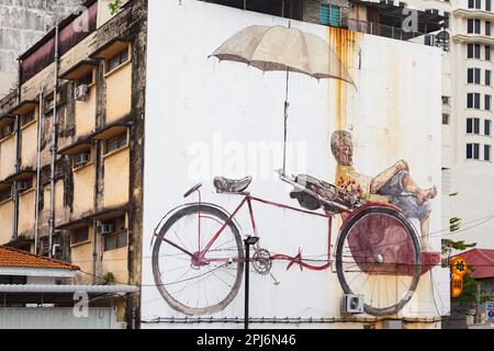 Georgetown, Penang, Malaysia - September 02, 2014: House at one of the main streets in historical Georgetown, Penang, Malaysia Stock Photo