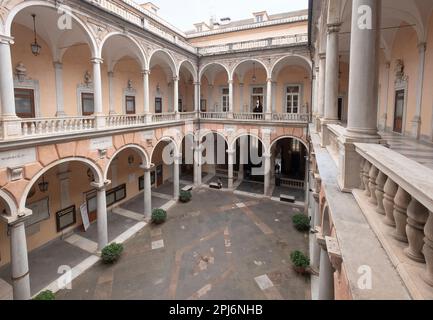 Courtyard of Palazzo Doria Tursi Palace in Strada Nuova. Genoa, Italy Stock Photo