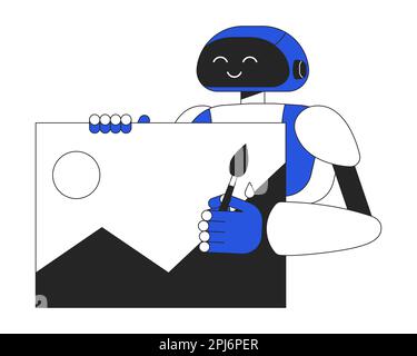 AI image generator duo color line concept vector spot illustration Stock Vector