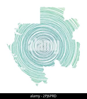 Gabon map filled with concentric circles. Sketch style circles in shape of the country. Vector Illustration. Stock Vector