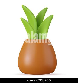 3d green plants in pot i Stock Vector