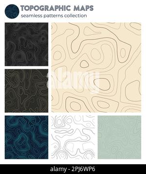 Topographic maps. Attractive isoline patterns, seamless design. Captivating tileable background. Vector illustration. Stock Vector