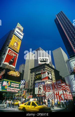 New York 1990s, Times square at dusk, illuminated