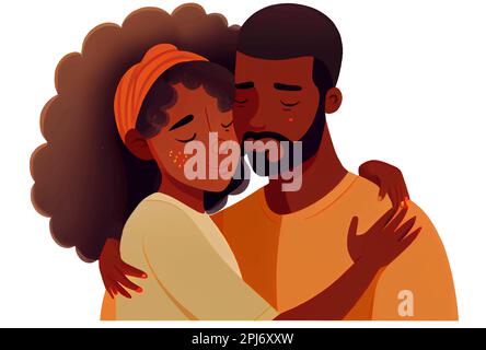 Cartoon vector illustration of an interracial couple Stock Vector Image ...