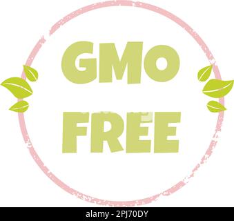 GMO free label, icon, badge. Concept of organic, eco friendly products, healthy food. Vector illustration of textured circle design for tags, product Stock Vector