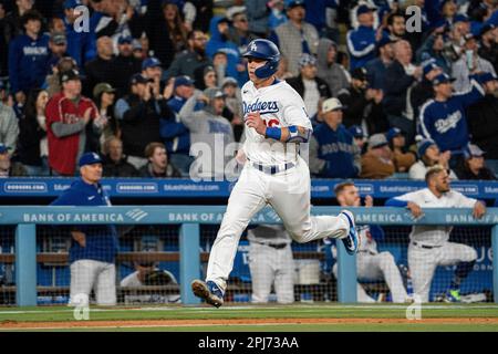 Los Angeles, United States. 28th Apr, 2021. Cincinnati Reds closing pitcher  Sean Doolittle celebrates with catcher Tucker Barnhart after shutting down  the Los Angeles Dodgers in the ninth inning to win the