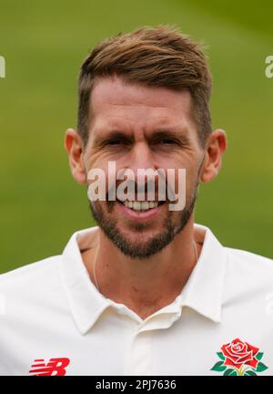 Manchester, UK. 31st Mar, 2023. 31st March 2023,  Lancashire County Cricket Club, The Emirates Old Trafford, Manchester England; Lancashire County Cricket Club  2023 Media Day; Tom Bailey of Lancashire poses for the cameras during today's Media Day at the Emirates Old Trafford ahead of next week's start to the 2023 cricket season Credit: Action Plus Sports Images/Alamy Live News Stock Photo