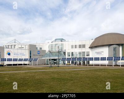 The Great Lakes Science Center is a kid-friendly museum and educational center showcasing the natural environment of the Great Lakes. Stock Photo