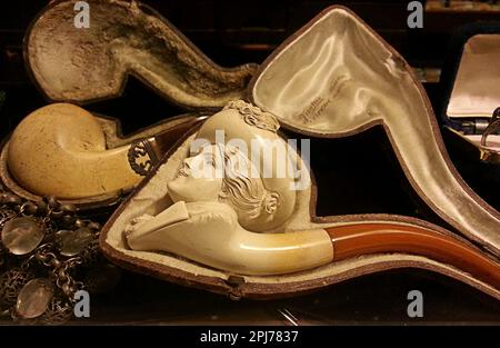 Antique ivory smoking pipe Stock Photo
