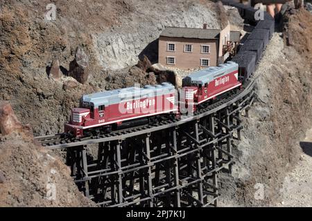 Impressive G scale model railroad exhibit at the living desert museum in Palm Springs California Stock Photo