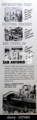 San Antonio Texas advert in a Natgeo magazine, November 1959 Stock Photo