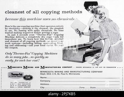 Thermo-fax copying products, 3M copiers,  advert in a Natgeo magazine, November 1959 Stock Photo