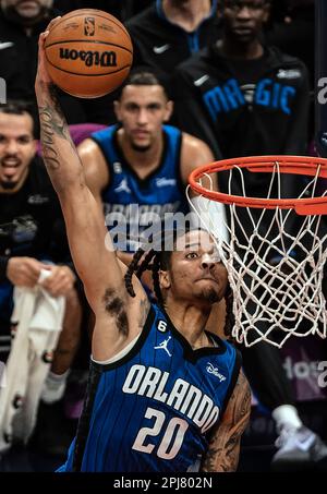 Washington, USA. 31st Mar, 2023. WASHINGTON, DC - MARCH 31: Orlando Magic guard Markelle Fultz (20) in for a basket during a NBA game between the Washington Wizards and the Orlando Magic, on March 31, 2023, at Capital One Arena, in Washington, DC. (Photo by Tony Quinn/SipaUSA) Credit: Sipa USA/Alamy Live News Stock Photo