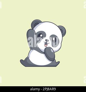 Cute panda waving hand cartoon Stock Vector