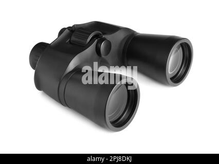 Modern binoculars isolated on white. Optical instrument Stock Photo