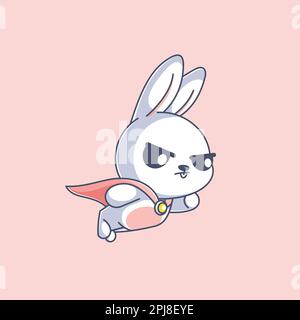 Cute bunny superhero is flying Stock Vector