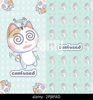 The cute cat is feeling so confused Stock Vector