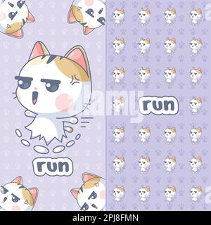 Cute cat runs very fast Stock Vector