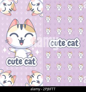 Cute cat waving his hand while laughing Stock Vector