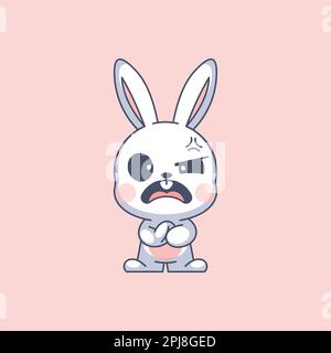 The cute bunny is angry Stock Vector
