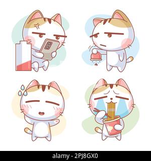 Hand drawn cute cats cartoon Stock Vector