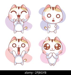 Hand drawn cute cats collection cartoon Stock Vector