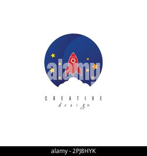 Rocket Launching Vector Icon Illustration. Business Technology Icon Concept Isolated Premium Vector. Flat Cartoon Style Stock Vector