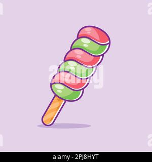 Cute cartoon red and green popsicle Stock Vector