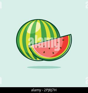 Floating watermelon slice cartoon design Stock Vector