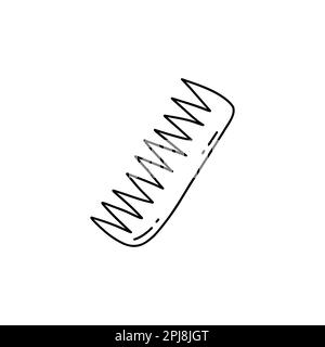 Bamboo comb. Zero waste material for durable use. Useful qualities for hair. Black and white hand drawn vector isolated illustration doodle. Icon clip Stock Vector