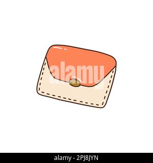 Wallet with cash. Small Purse. Storing money. Colorful vector isolated illustration hand drawn doodle with contour Stock Vector