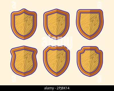 Cute set of wooden shields Stock Vector