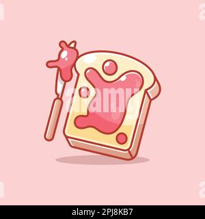 Cute white bread with strawberry jam Stock Vector