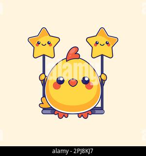 Cute chick sitting on the swing Stock Vector