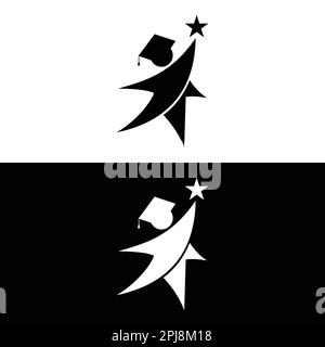 Graduated student icon Black line art vector in black and white outline ...