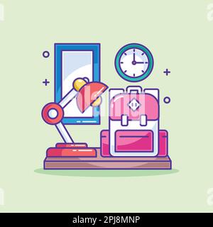 Workspace in a room with a computer table Stock Vector