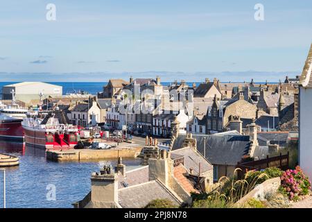 10 September 2022: Macduff, Aberdeenshire, Scotland - Scottish fishing port of Macduff, two big trawlers in the harbour. Stock Photo