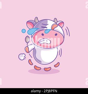 Cute cow running and crying Stock Vector