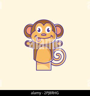 Monkey finger puppet cartoon design Stock Vector