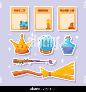 Magical Fantasy Sticker Journal Design Stock Vector