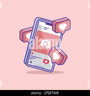 Instagram on mobile phone cartoon Stock Vector