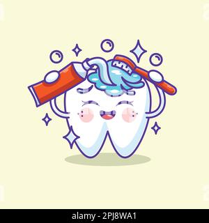 Teeth health care concept with cartoon characters Stock Vector