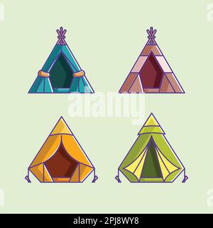 Set of various colorful tents cartoon Stock Vector