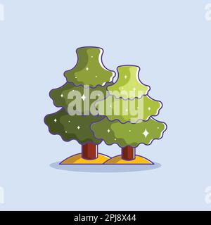 Two fir trees cartoon design Stock Vector