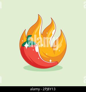 Red hot chili hand-drawn cartoon art illustration Stock Vector