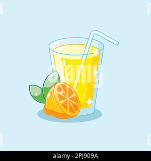 Beverage Clipart-glass of orange juice with a straw