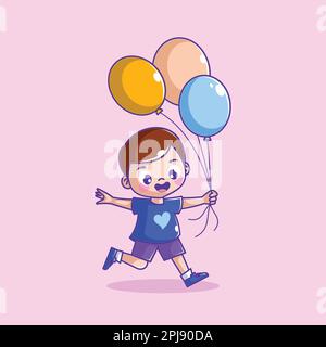 Kids play balloon vector illustration Stock Vector